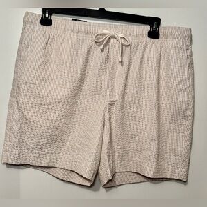 Men’s XL - Express Tan and White Striped Seersucker Shorts
